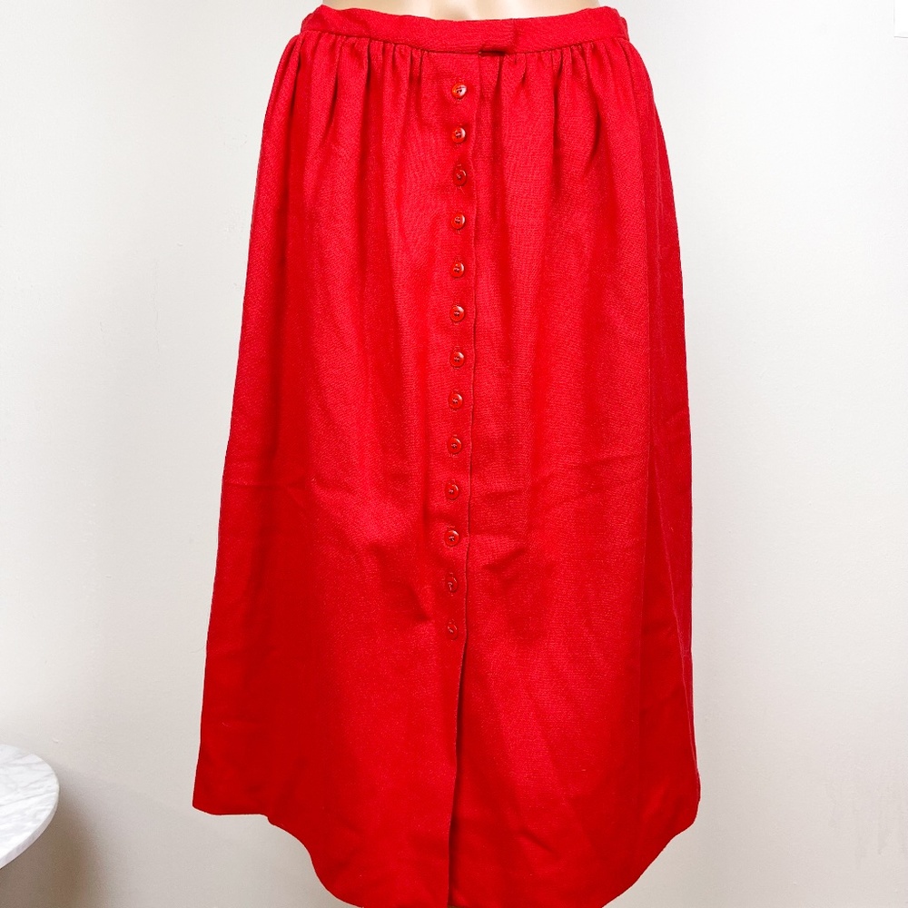 Century, Red Button Front Midi Skirt